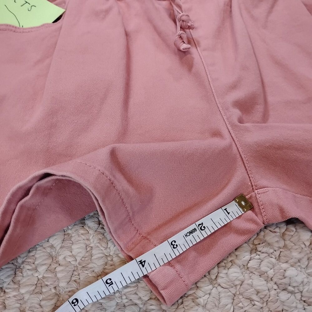 Paperbag Short Women L Rose Stretch Relax Fit NEW Pockets Pull on Ruffle Waist - Picture 4 of 9